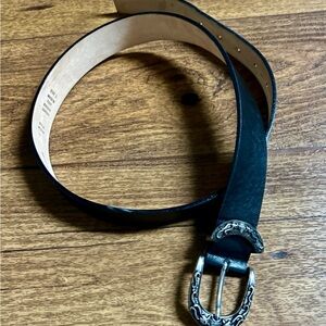 Garuglieri • Large • Black • Leather • Silver Belt Made in Italy • Belt
